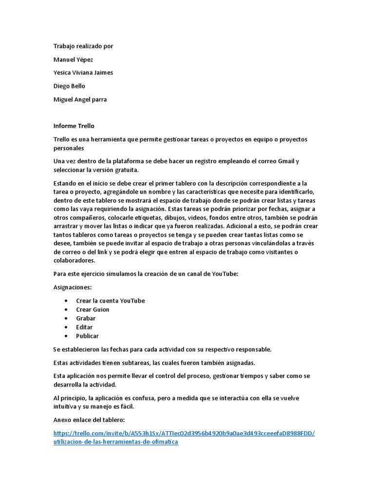 Informe Trello Manuel Yepes PDF