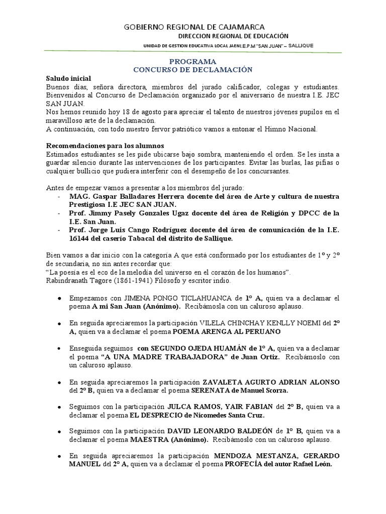 Programa Conc Declam | PDF