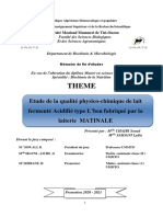 4.1.3-Etude de La Qualité Physico-Chimique Du Lait Fermenté Acidifie Type L'BEN Fabriqué Par La Laiterie MATINALE