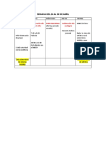 Horario Semana 26 Al 30 de Abril