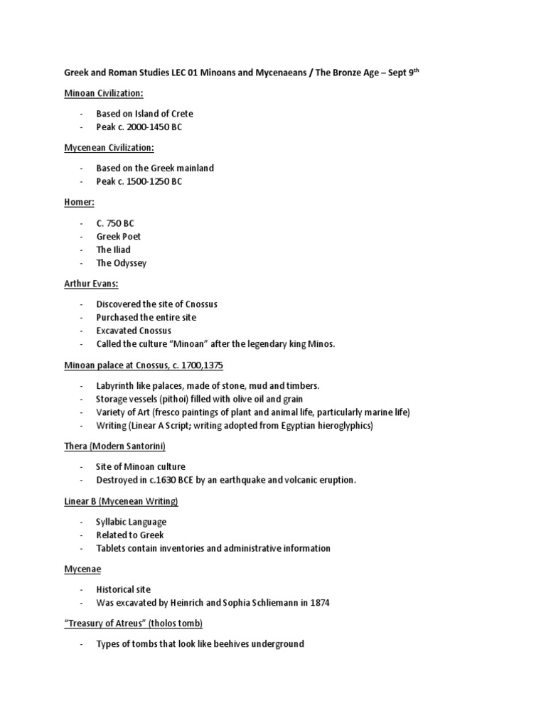 GRST 205: Bronze Age Civilizations | PDF | Peloponnesian War ...