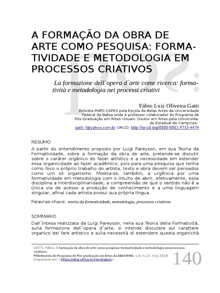 POSAdmin,+A+formacao+da+obra+de+arte+-+Fabio+Gatti | PDF | Pensamento ...