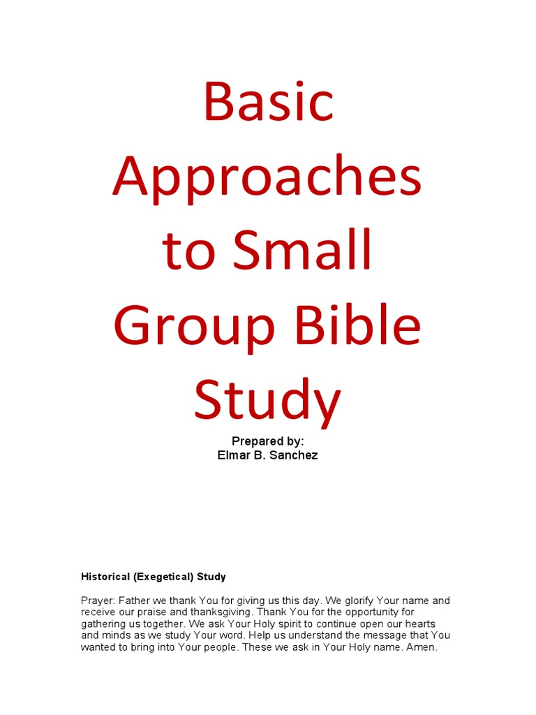 Basic approaches to small group bible study pdf jesus paul the