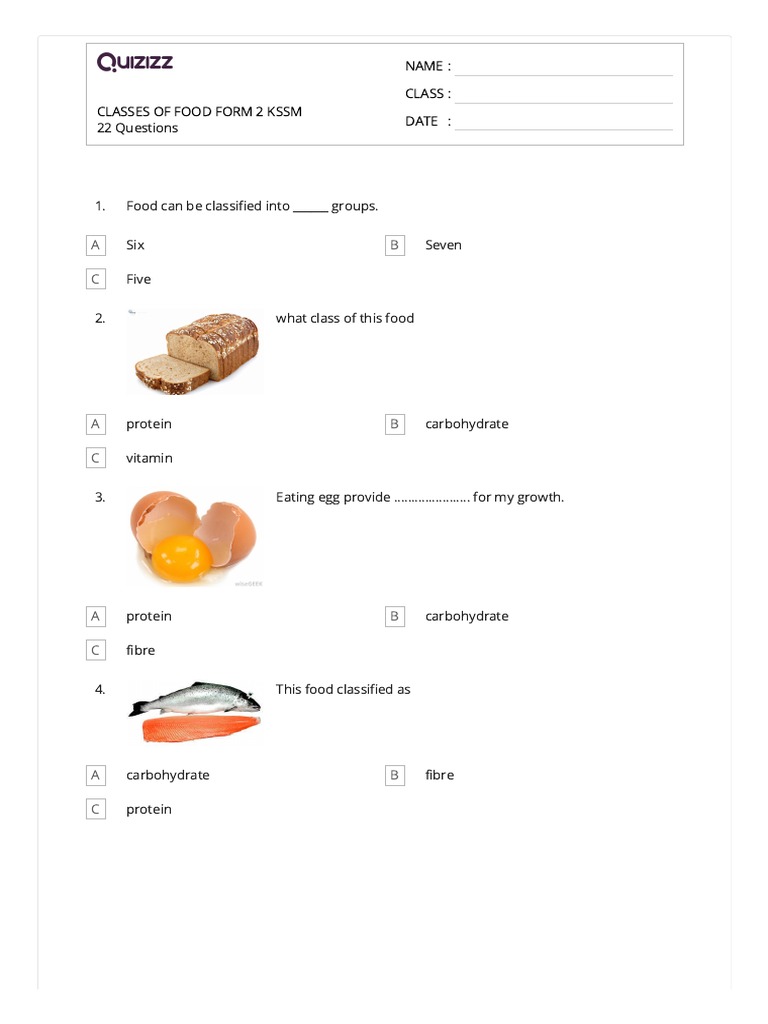 Classes of Food Form 2 KSSM | Download Free PDF | Foods | Food Energy