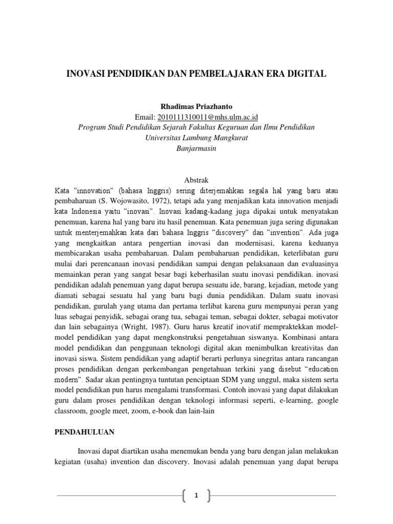 Inovasi Pendidikan Dan Pembelajaran Era Digital | PDF