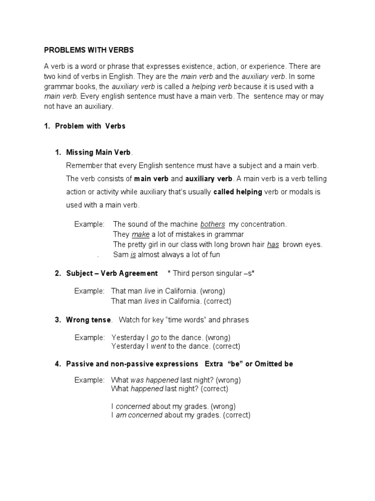Common Verb Problems Explained | PDF | Verb | Grammatical Tense