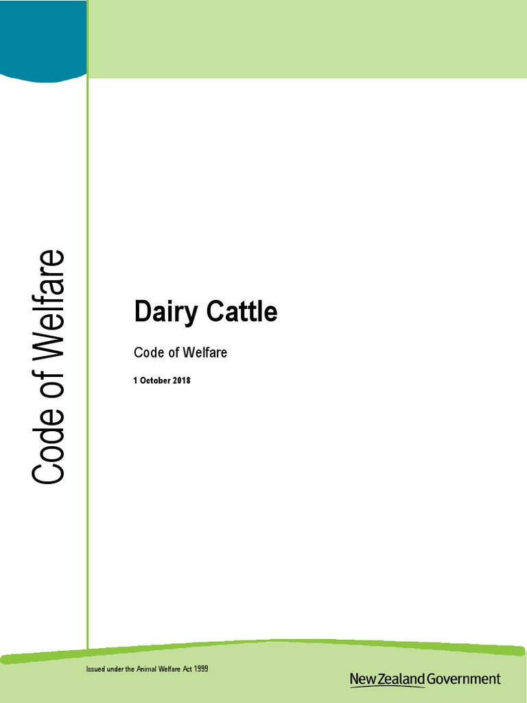 Dairy Cattle Welfare Code 2018 | PDF | Dairy Cattle | Cattle