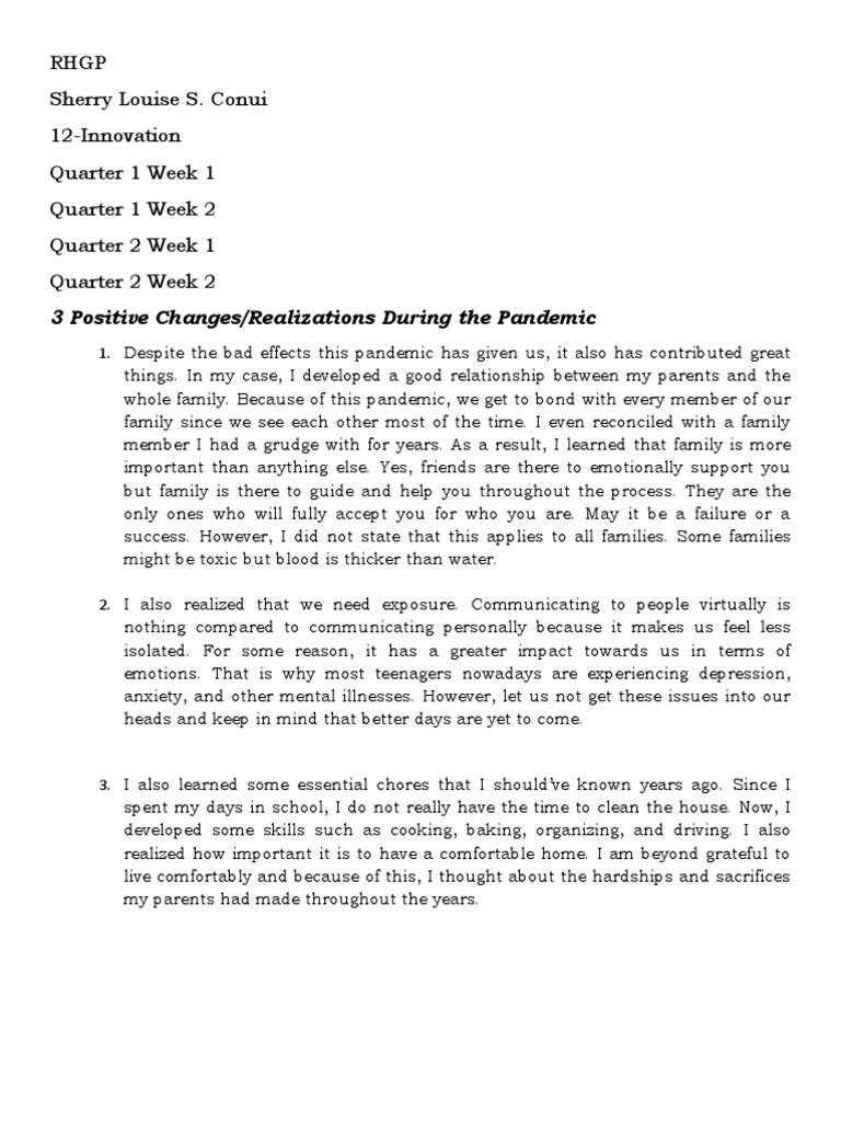 RHGP Quarter 1 Week 1 | PDF | Emotions | Social Psychology