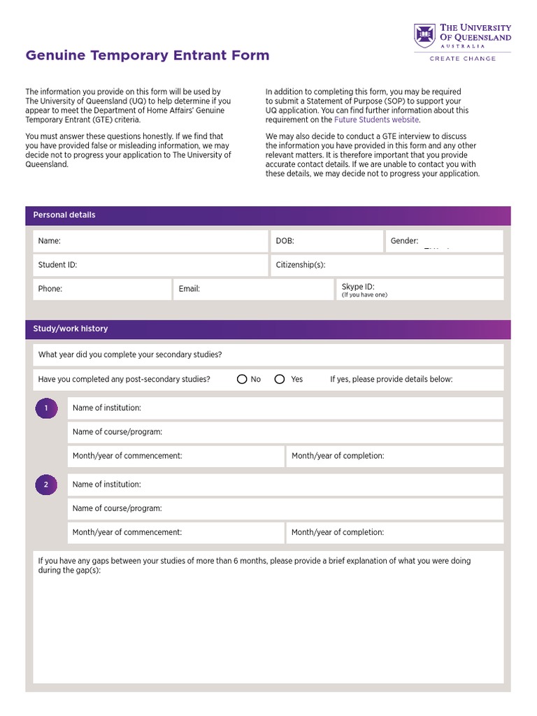 1 UQ Assessment Form 2 | Download Free PDF | Travel Visa