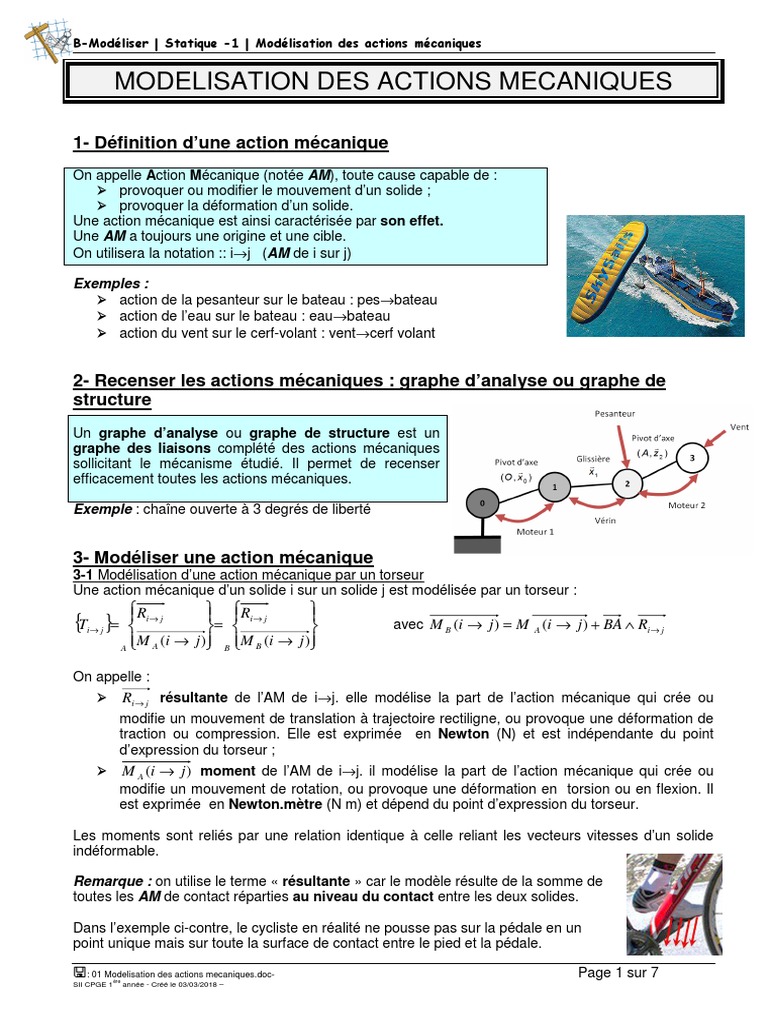 Modélisation des actions mécaniques | PDF | Obliger | Machine