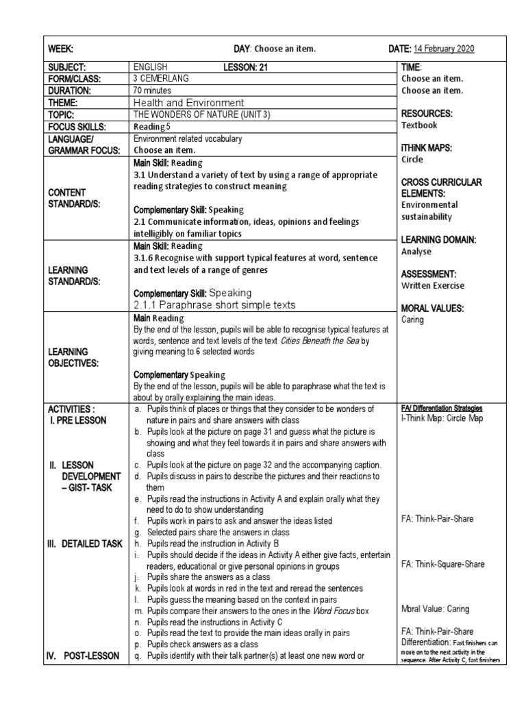 Form 3 Lesson 21 | PDF | Learning | Communication