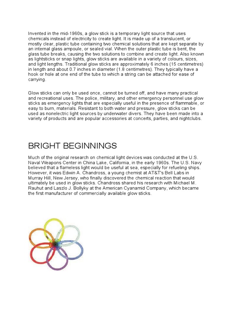 Glow Sticks Pdf Physical Sciences Chemistry
