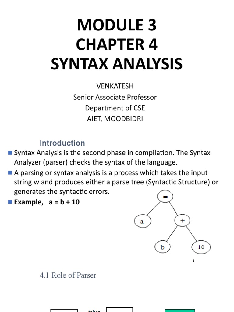 MODULE 3 Syntax Analysis PPT | PDF | Parsing | Syntax