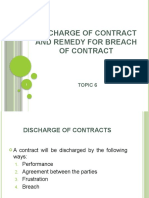 Topic 6 - Discharge of Contract and Remedy