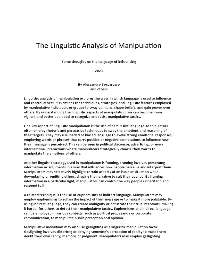 Linguistic Analysis of Manipulation PDF Media Manipulation