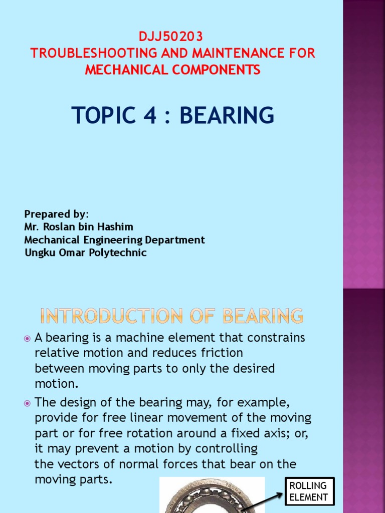 TOPIC 4 Bearing PDF Bearing (Mechanical) Friction