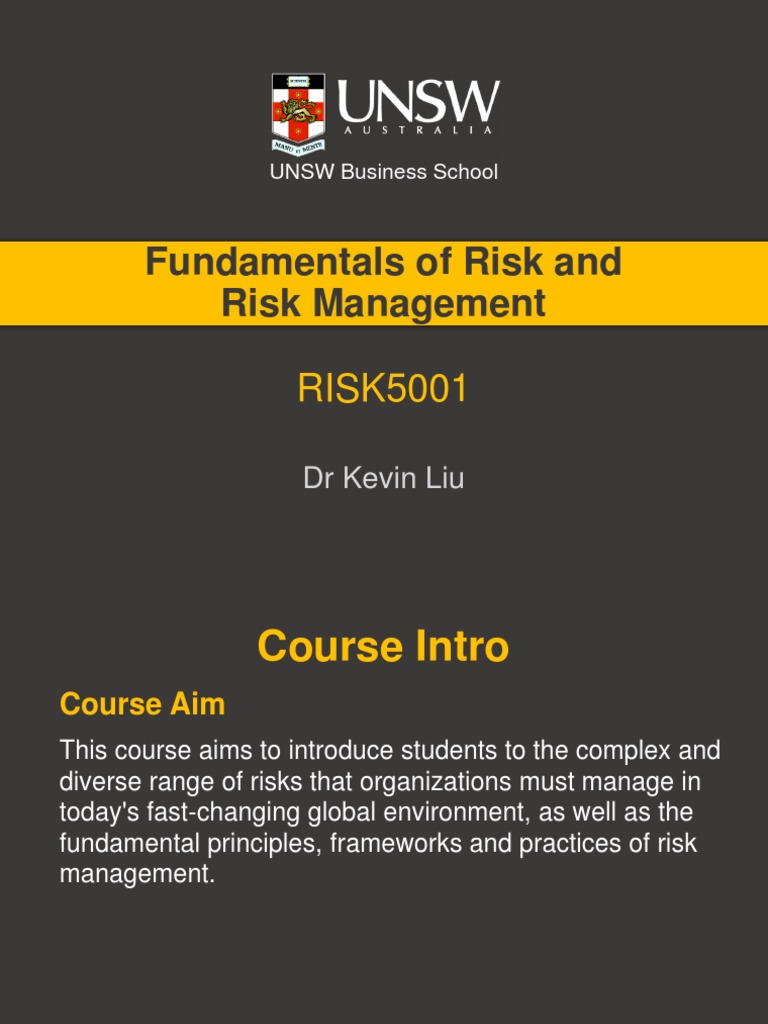 Fundamentals Of Risk And Risk Management Week1 Web Version Pdf