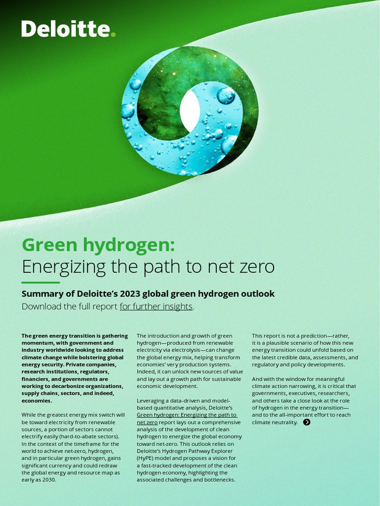 Deloitte's 2023 Green Hydrogen Outlook | PDF | Low Carbon Economy ...