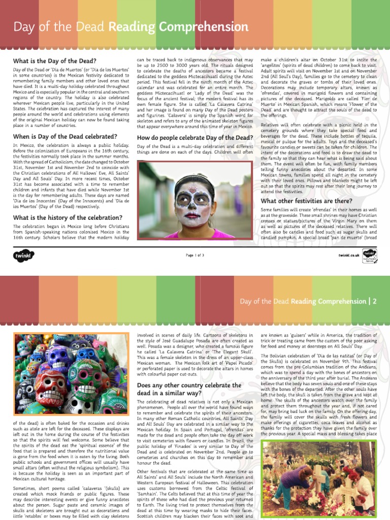 Day of The Dead Reading Comprehension PDF