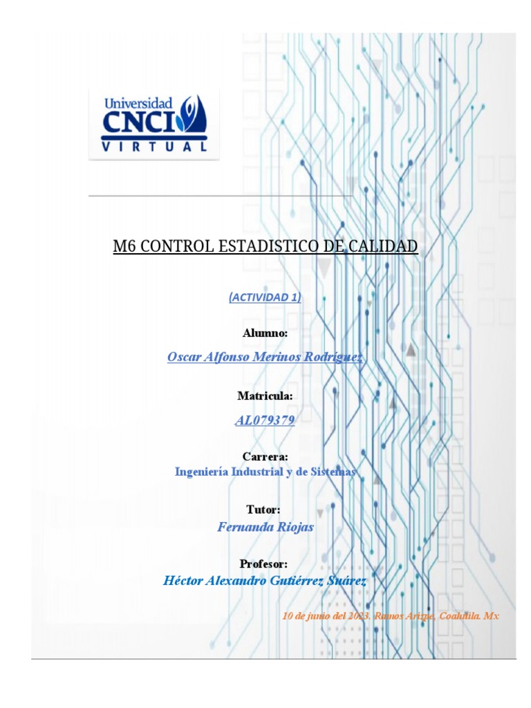 Control Estadistico de La Calidad Act 1 | PDF | Calidad (comercial ...