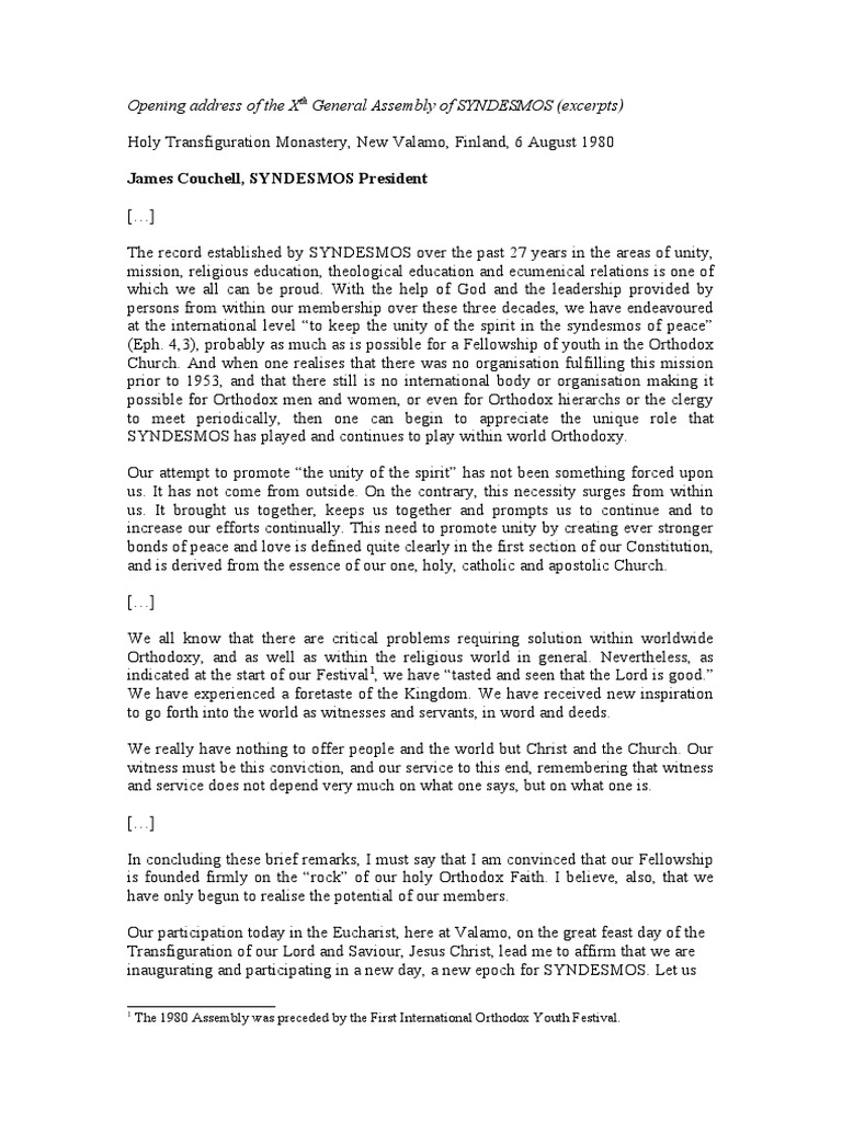 Opening_address_of_the_Xth GA_of SYNDESMOS_couchell | PDF | Eastern ...
