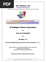 APTs 1st Set of 20 of 240 Printable MCQs For AQA As Econ Sect 1