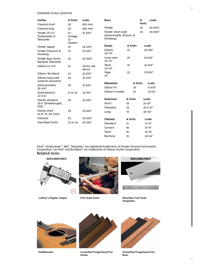 Scale Length Explained StewMac PDF Bass Guitar Guitars