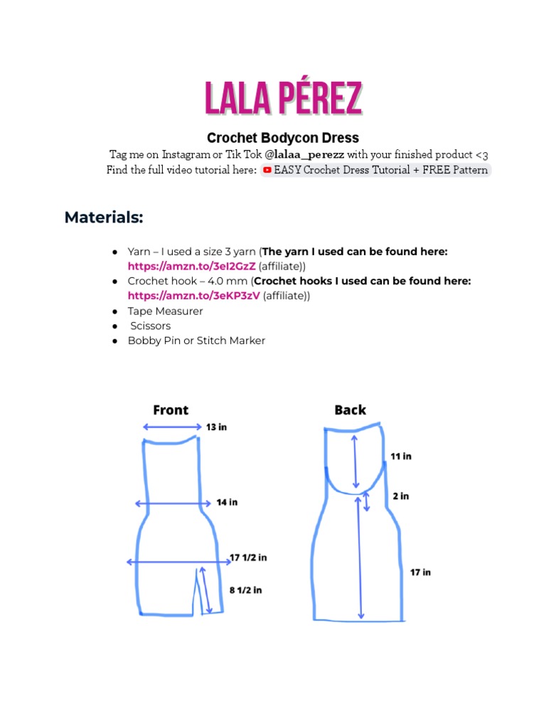 Free Crochet Bodycon Dress Pattern | PDF | Crochet | Clothing