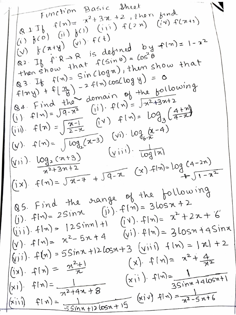 Functions Basic Sheet | PDF