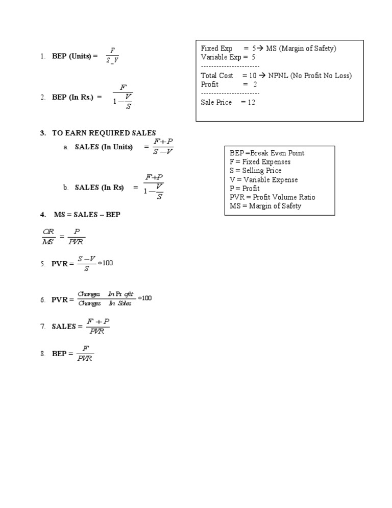 Break Even Analysis and Sales Calculations | PDF | Teaching Methods ...