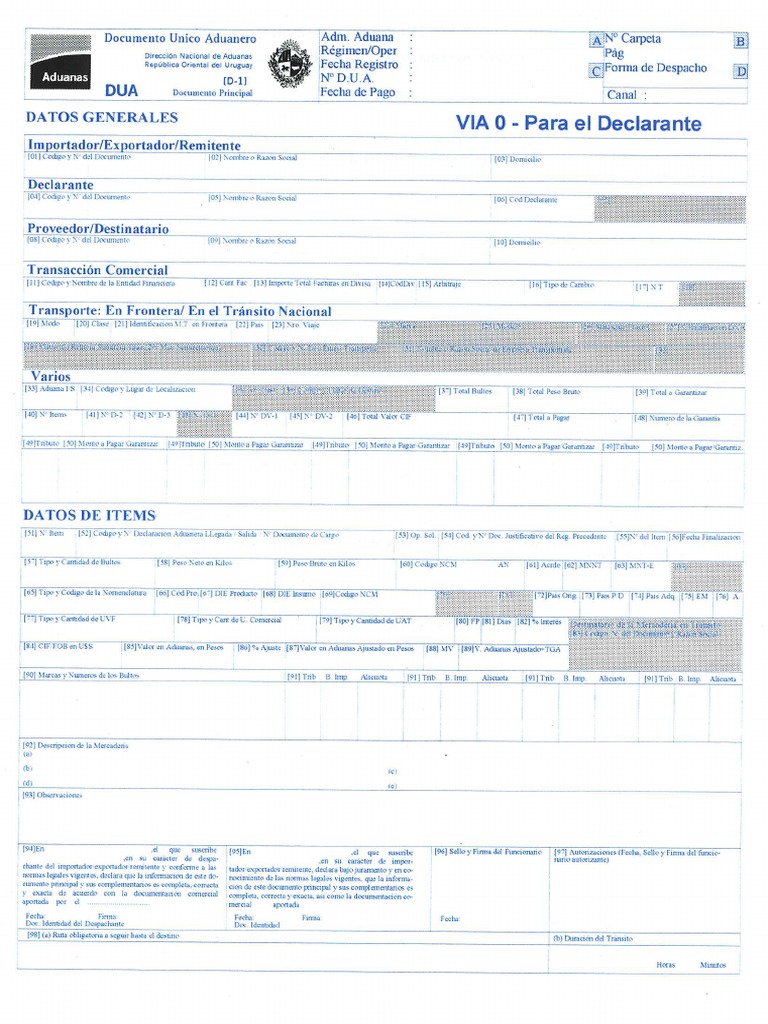 Documento Unico Aduanero Dua Pdf