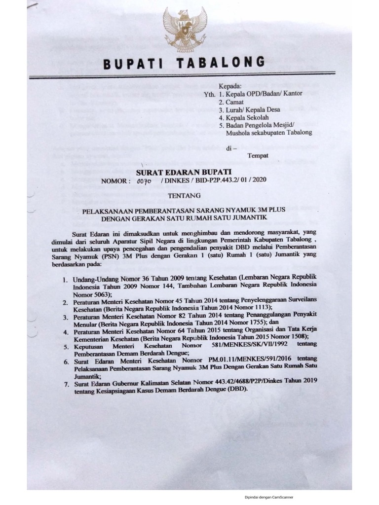 Surat Edaran Bupati | PDF