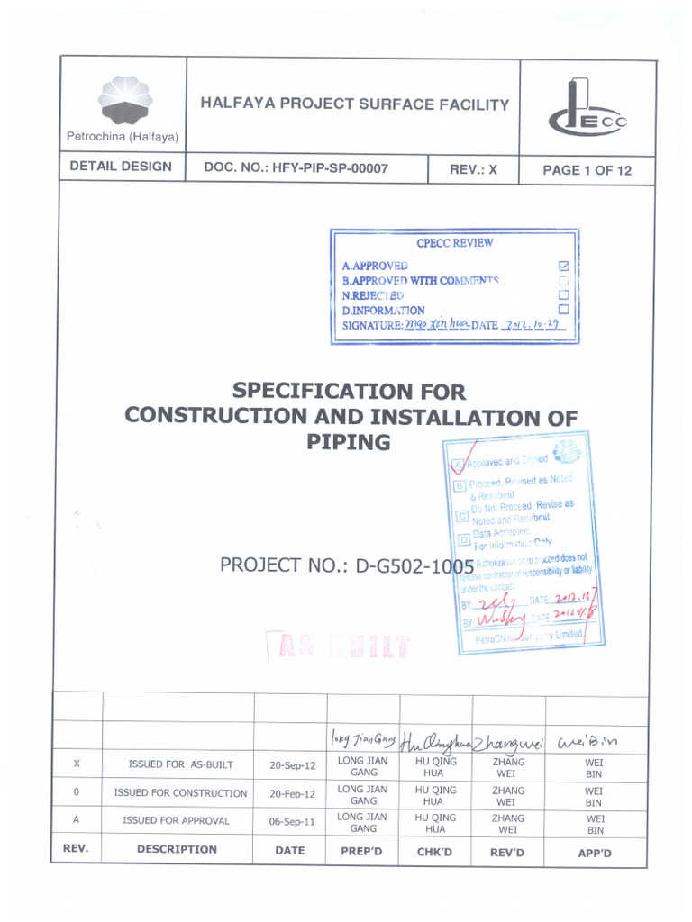 HFY-PIP-SP-00007 X Specification For Contruction and Installation of ...