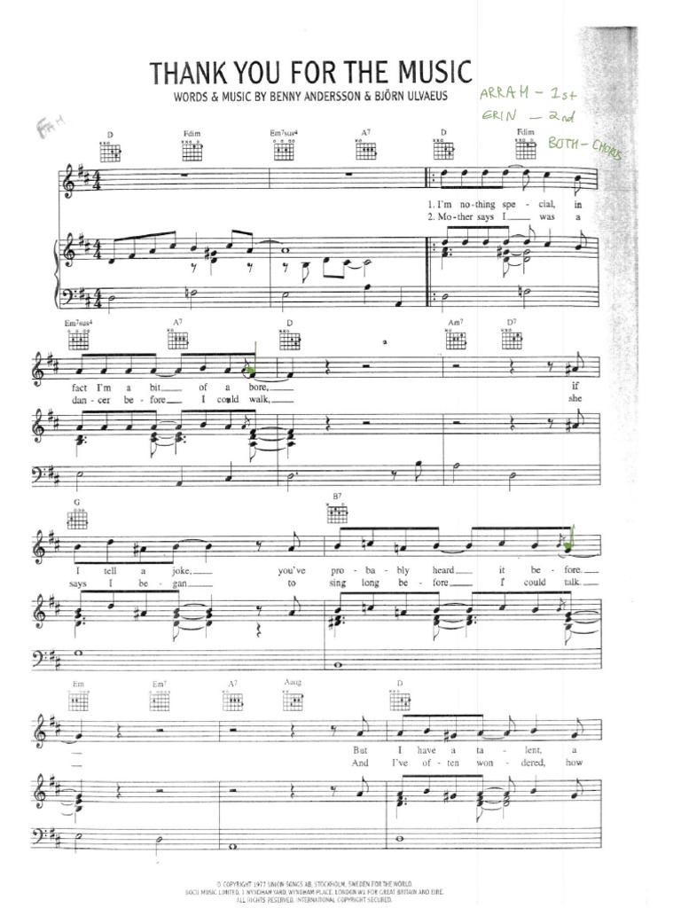 THANKYOU FOR THE MUSIC | PDF