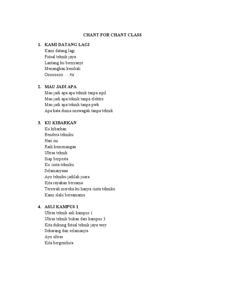 Chant Kemenangan Futsal Teknik | PDF