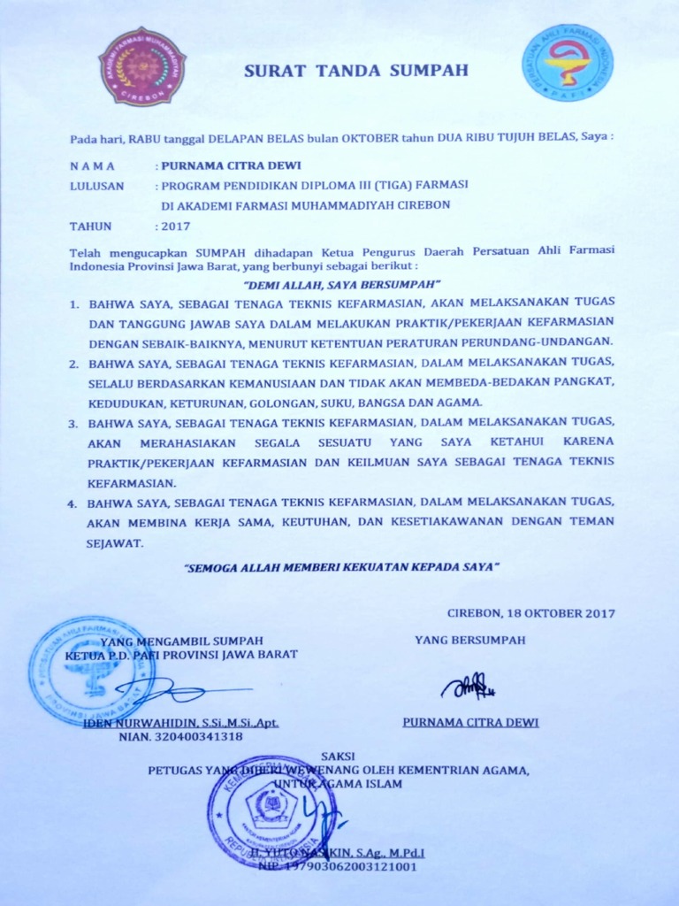 SURAT SUMPAH | PDF