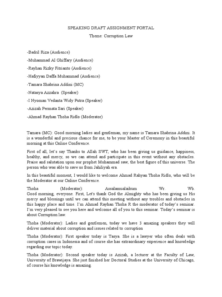 Speaking Draft Assignment Portal | PDF | Politics | Social Science