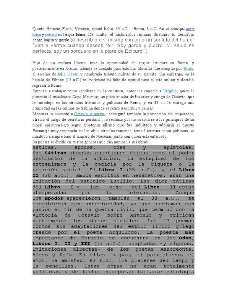 Quinto Horacio Flaco PDF Horacio