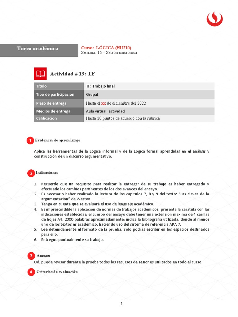 Ficha Actividad 13 Trabajo Final | PDF | Falacia | Inferencia