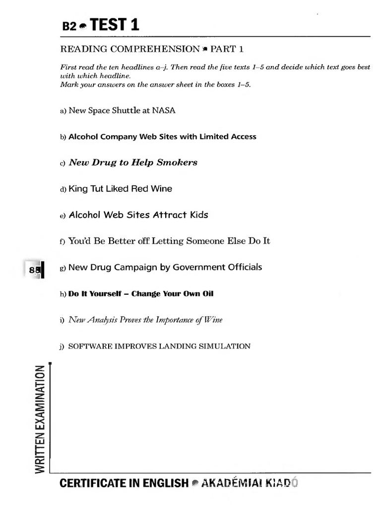 B2 English Reading Comprehension Test | PDF | Life Expectancy | Ancient ...