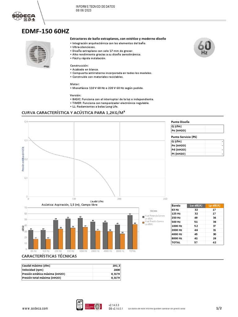Extractores de baño EDMF-150 60HZ | PDF | Vehículo de motor | Vehículos