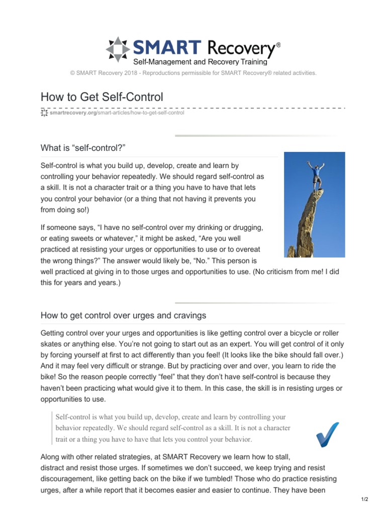 How To Get Self-Control | PDF | Self Control | Self-Management