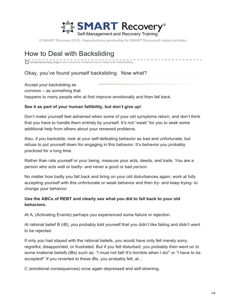 How To Deal With Backsliding | PDF | Rational Emotive Behavior Therapy ...