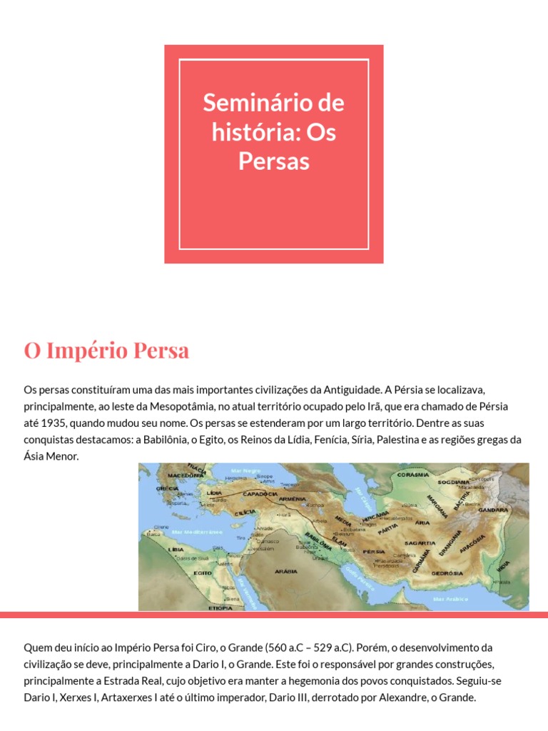 Seminário de História - Os Persas | PDF | Império Aquemênida | Grécia ...