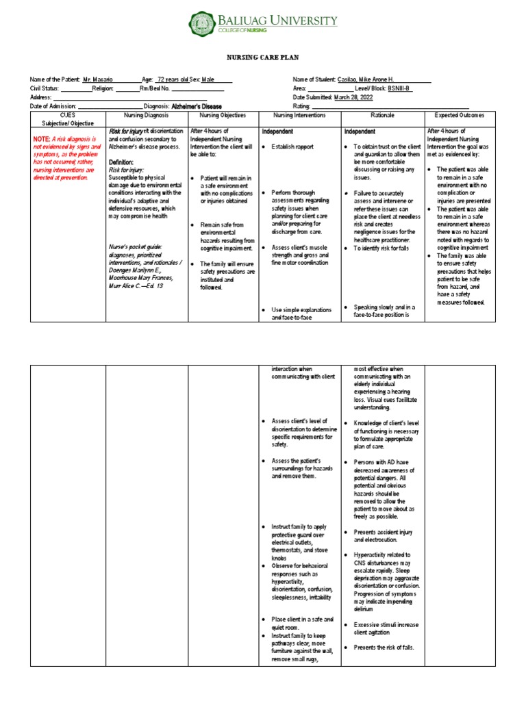 Risk Alzheimers PDF Nursing Alzheimer's Disease