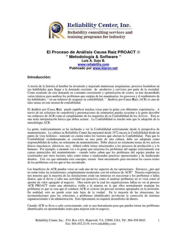 Análisis Causa Raíz PROACT: Metodología Efectiva | PDF | Información | Hora