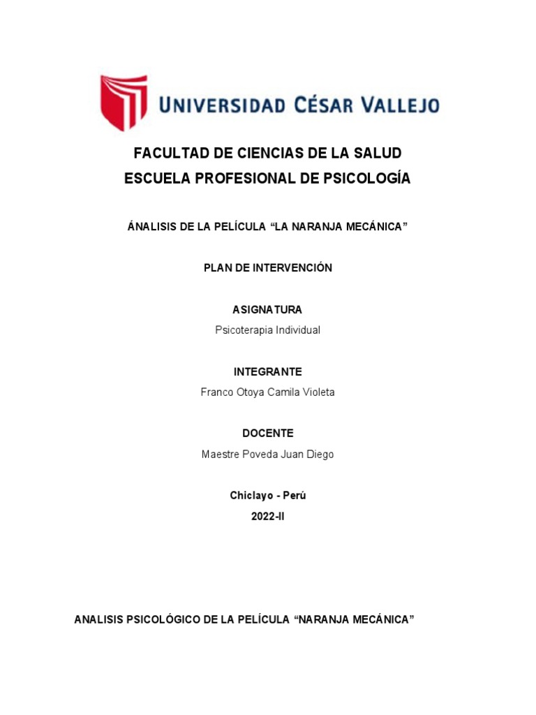 Analisis de La Pelicula La Naranja Mecanica | PDF | Comportamiento |  Psicoterapia, image size:768x1024