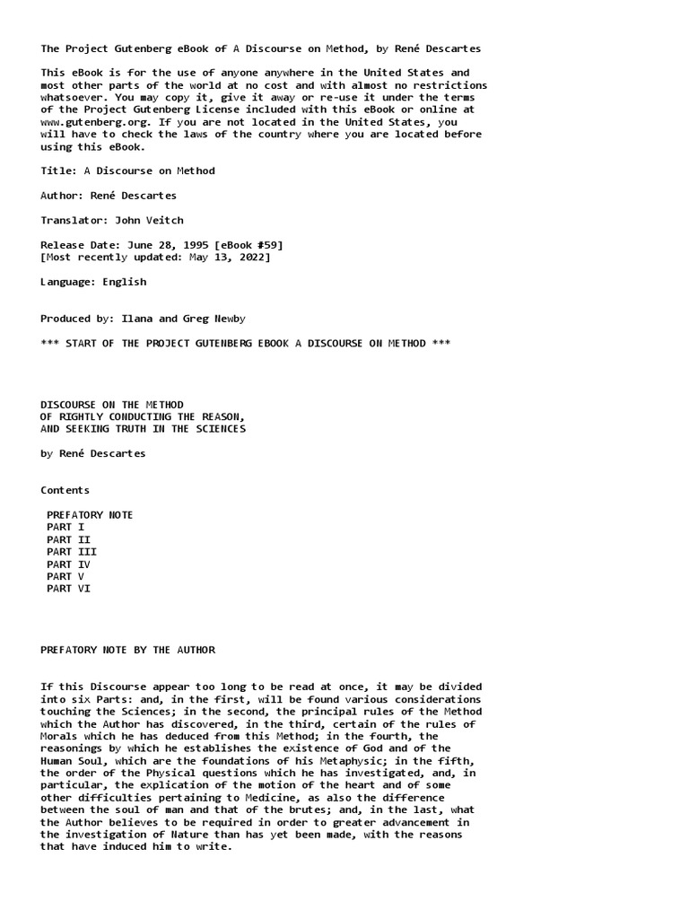 Discourse On Method Definition