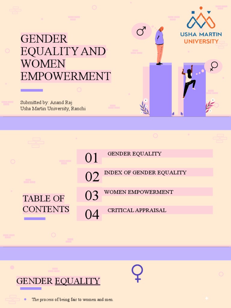 Gender Equality And Women Empowerment By Anand Raj Pdf Gender