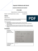 Escuela Superior Politécnica Del Litoral: Laboratorio de Sistemas de Control I PAO 2020